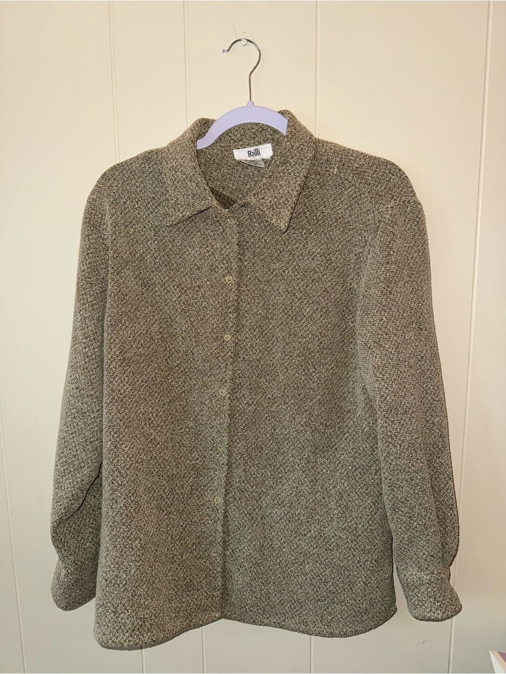 Olive Green Textured long sleeve button up